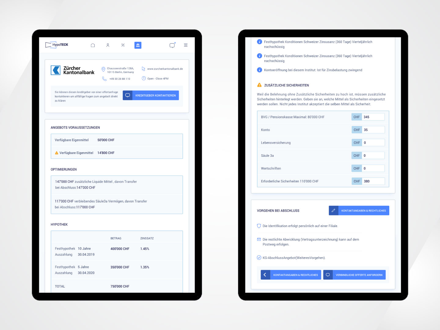 HypoTeck - UI design